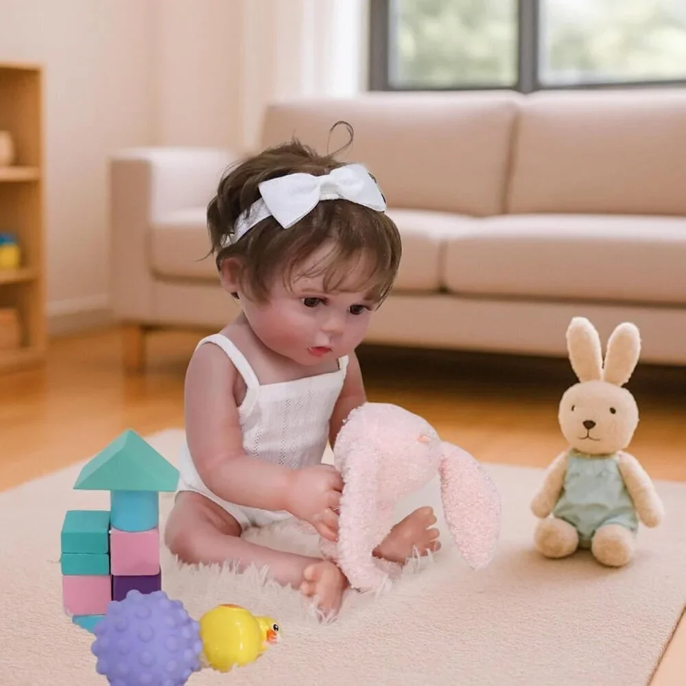 🆕18inch Full Vinyl Body Newborn Baby Doll Poseable Limbs Lucy Girl Reborn Baby